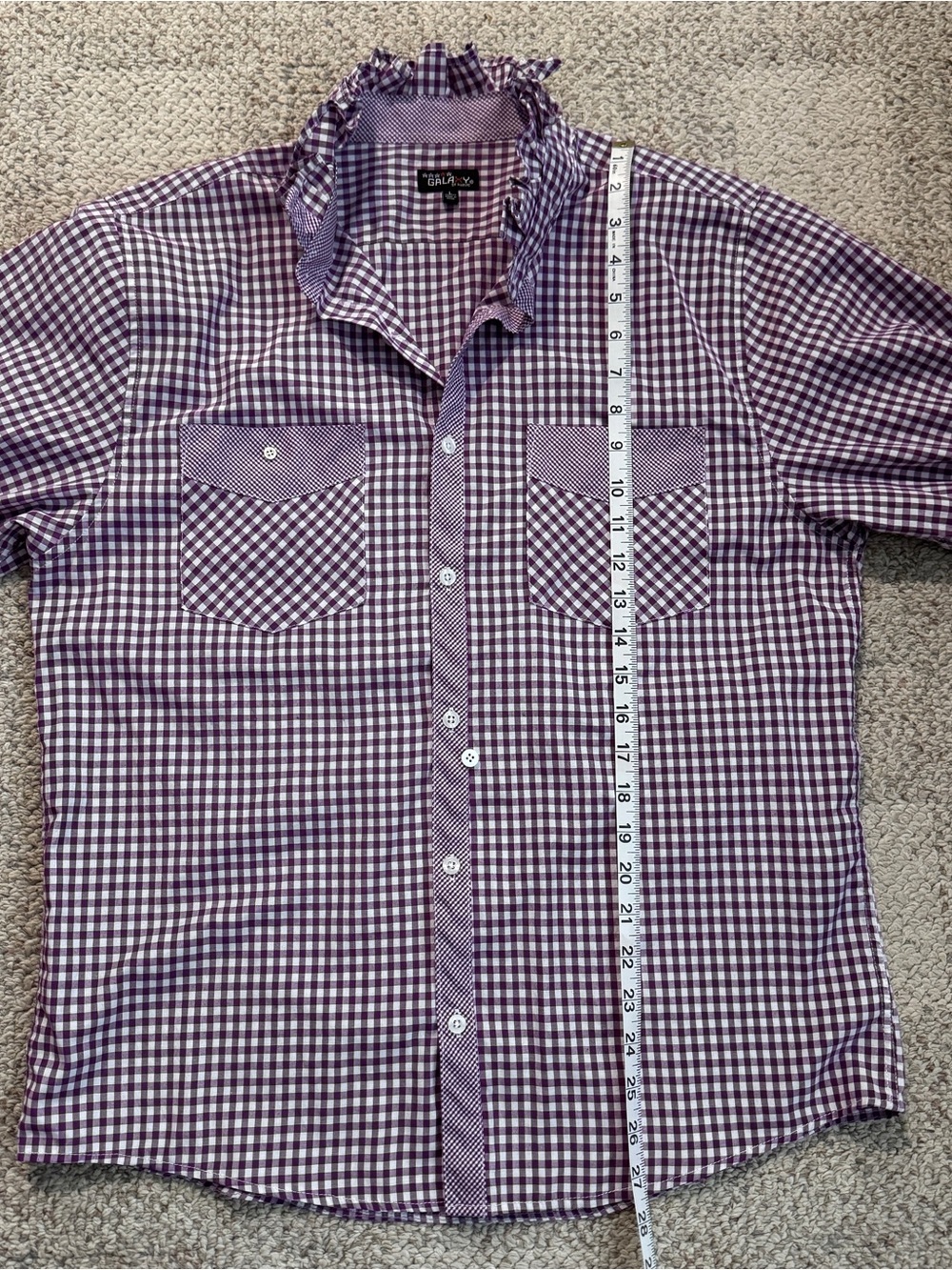 Upcycled Purple Gingham Ruffle-Collar Shirt - Picture 6 of 7